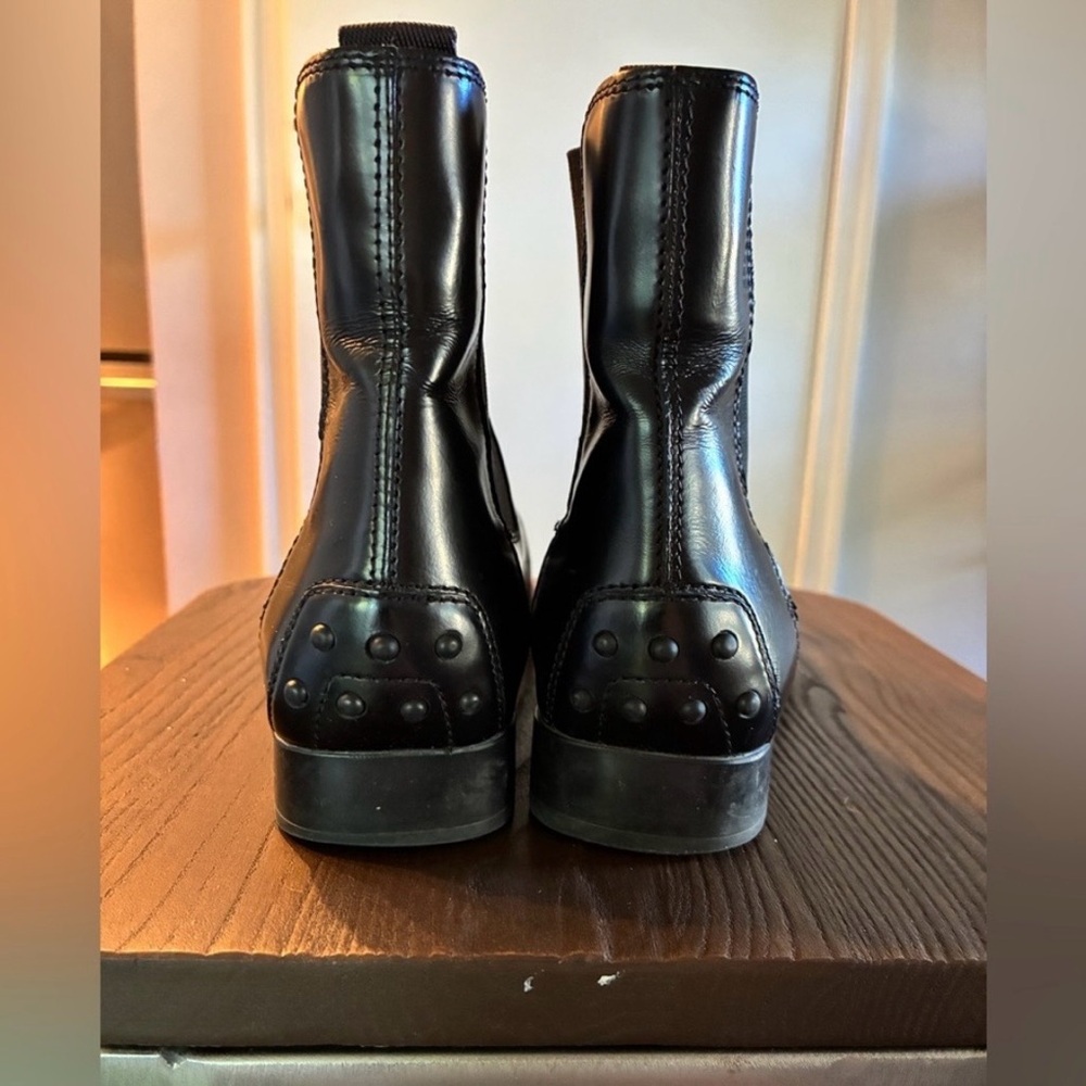 Tod's Ankle Boots Chelsea Boots Woman Black Leather - Picture 3 of 6